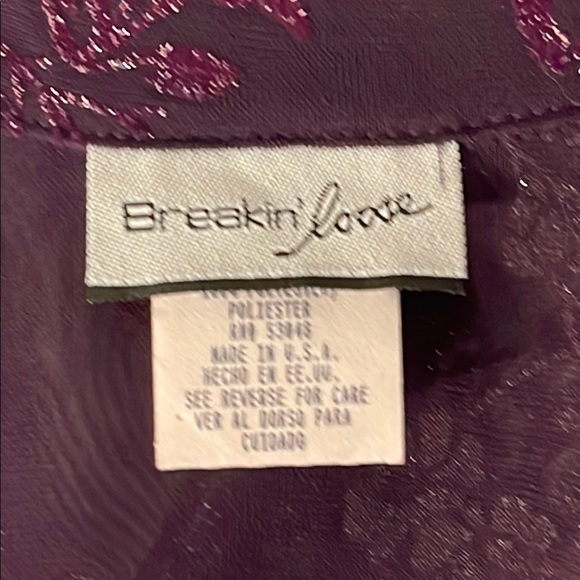 Deep Purple Sheer Lace V-Neck Long Blouse - Picture 11 of 15